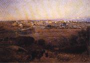 Gustav Bauernfeind Jerusalem from the Mount of Olives. oil on canvas
